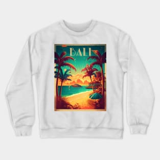 Bali Beach Resort Vintage Travel Art Poster Crewneck Sweatshirt